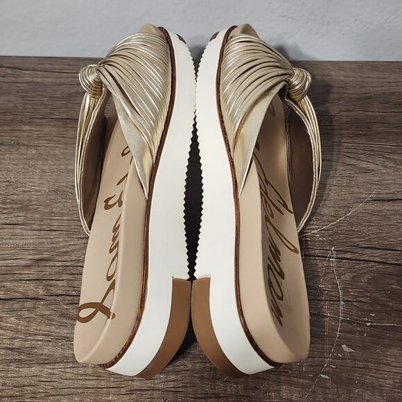 Sam Edelman Adriel Knotted Platform Slides Sandals Shoes Size 9.5 Gold - Picture 5 of 9